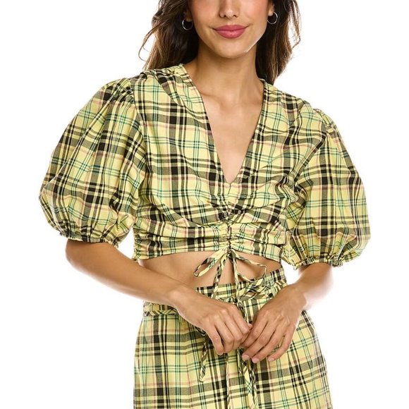 10 Crosby Derek Lam Tops - Derek Lam 10 Crosby Bella Crop Top Yellow Plaid Womens Size 6
